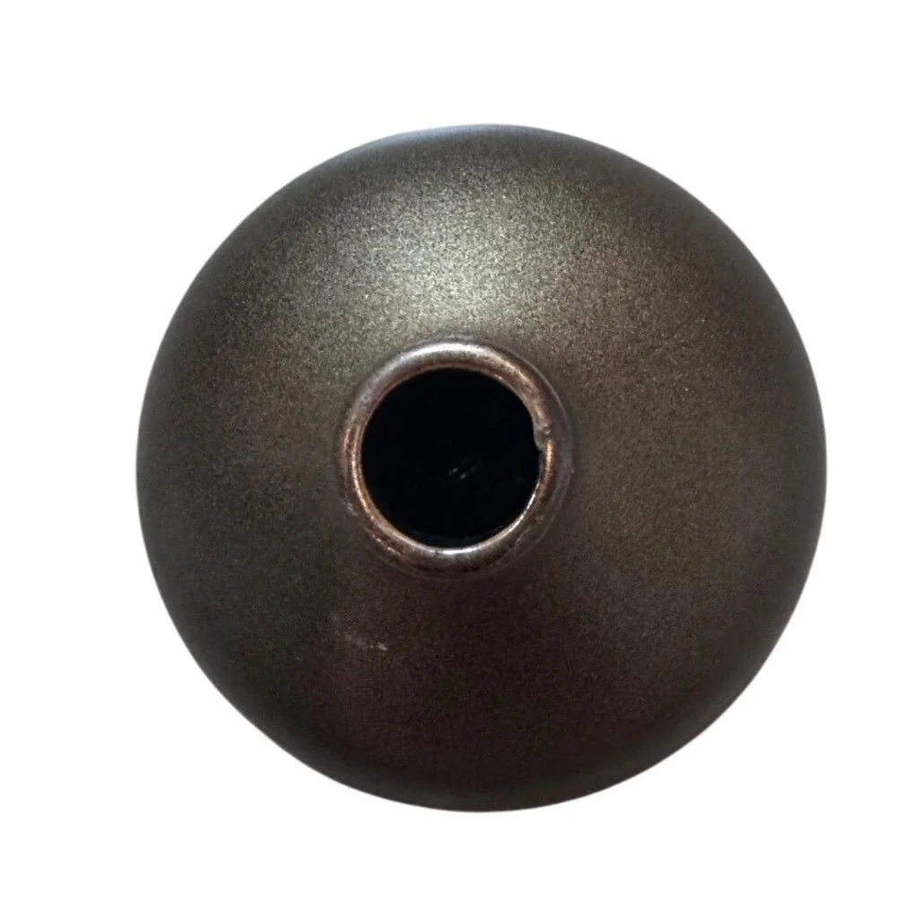 Bud Vase Bronze Metallic Ceramic Round Bulbous Minimalist Home Decor
